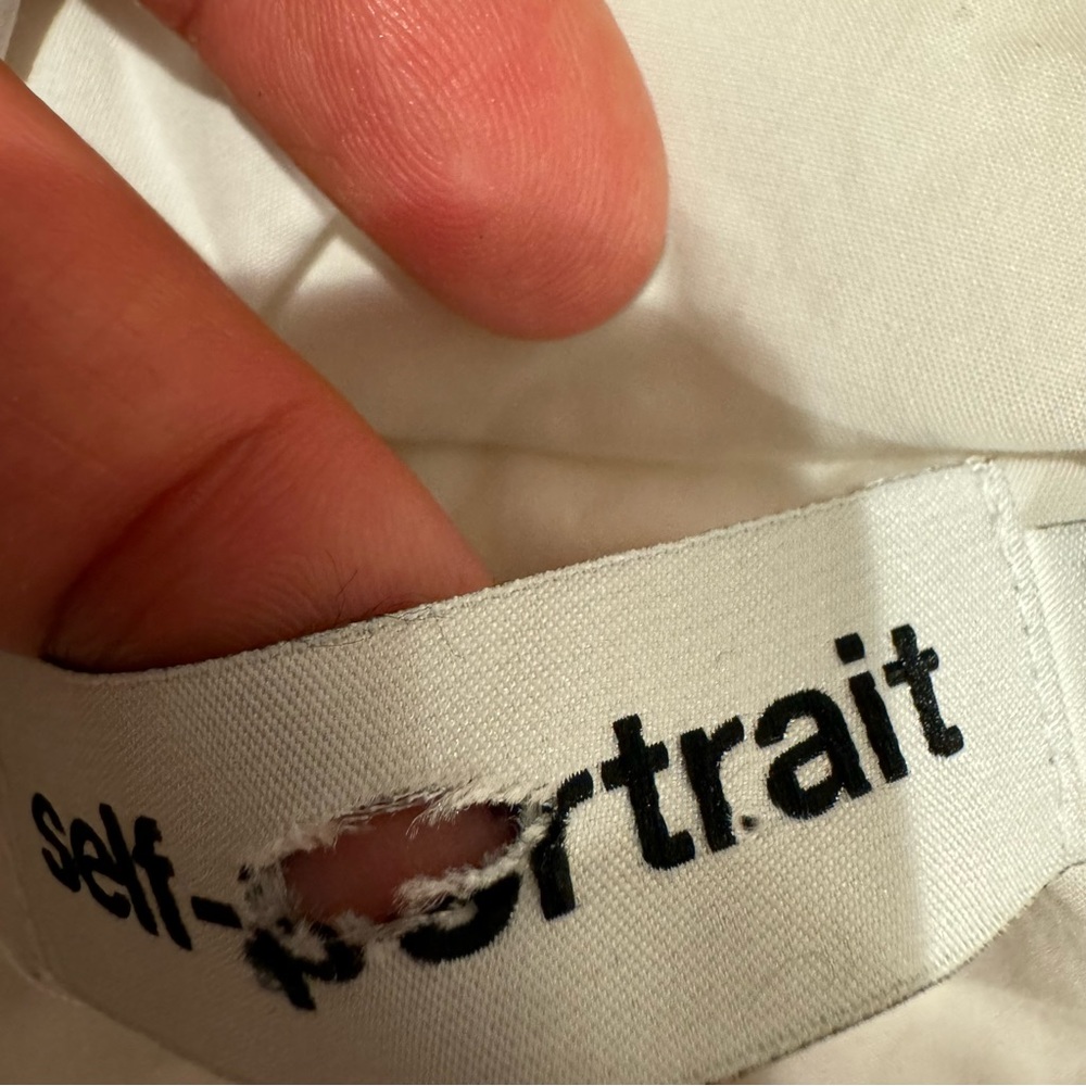 Self-Portrait White Eyelet Ruffle Detail Short Sleeve Dress Size 8 - Picture 9 of 12